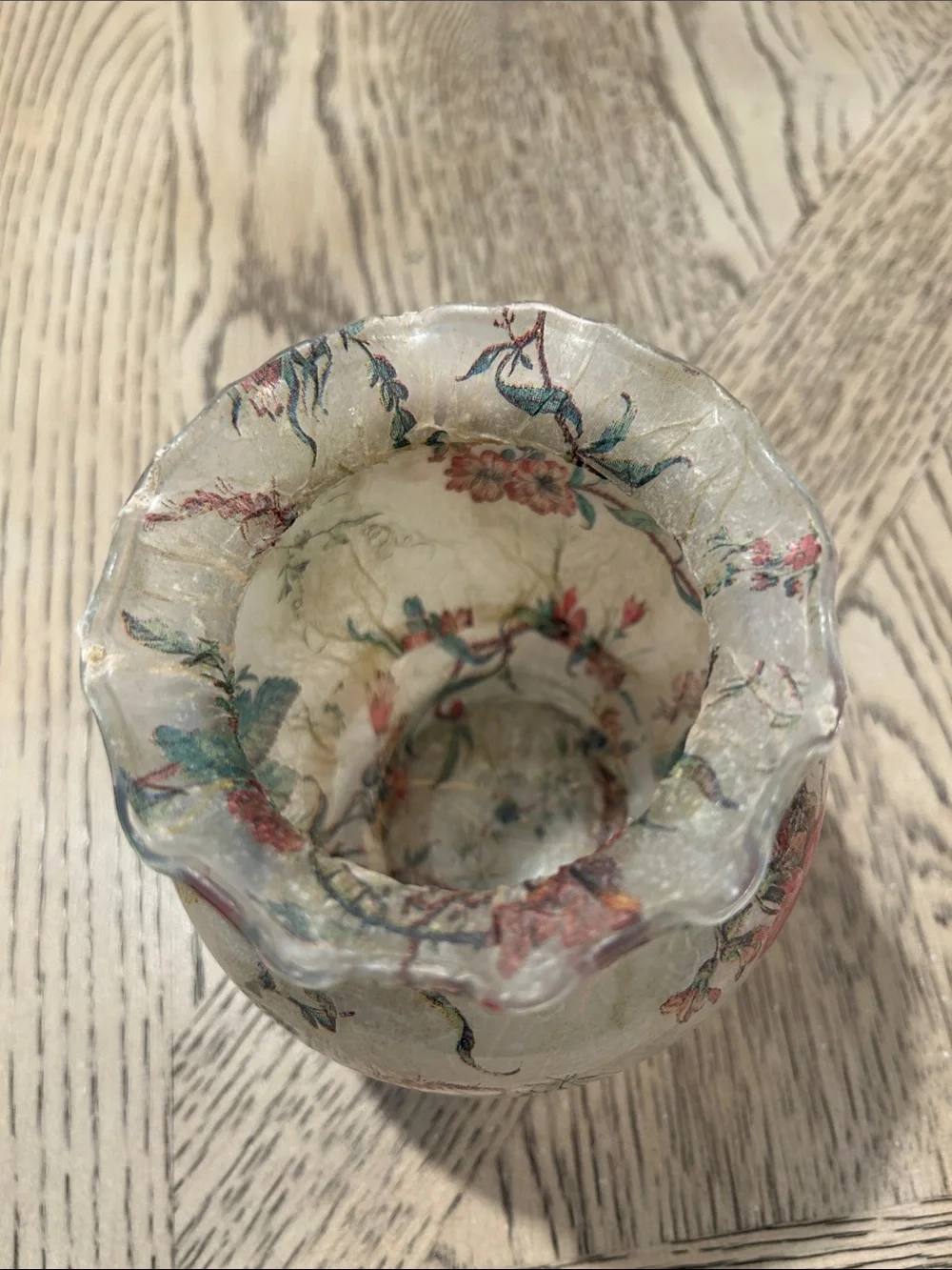 Indiana Glass Floral Ball Vase in Ivy design